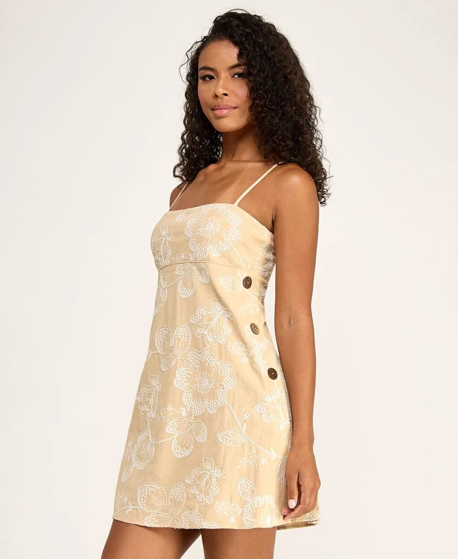 Платье с квадратным вырезом и вышивкой Juniors' Embroidered Square Neck Short Dress SENI & CADE, Cream — фото 3