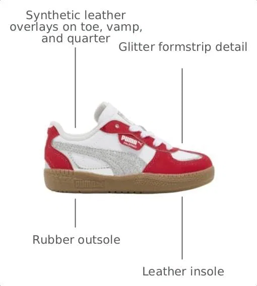 Детские кроссовки для девочек с металлическим блеском Palermo Moda PUMA, All Time Red/Puma Silver/Gum — фото 3