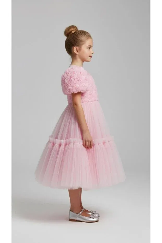Детское платье для девочек с принтом Flower Applique Miaras Baby, Pink — фото 3