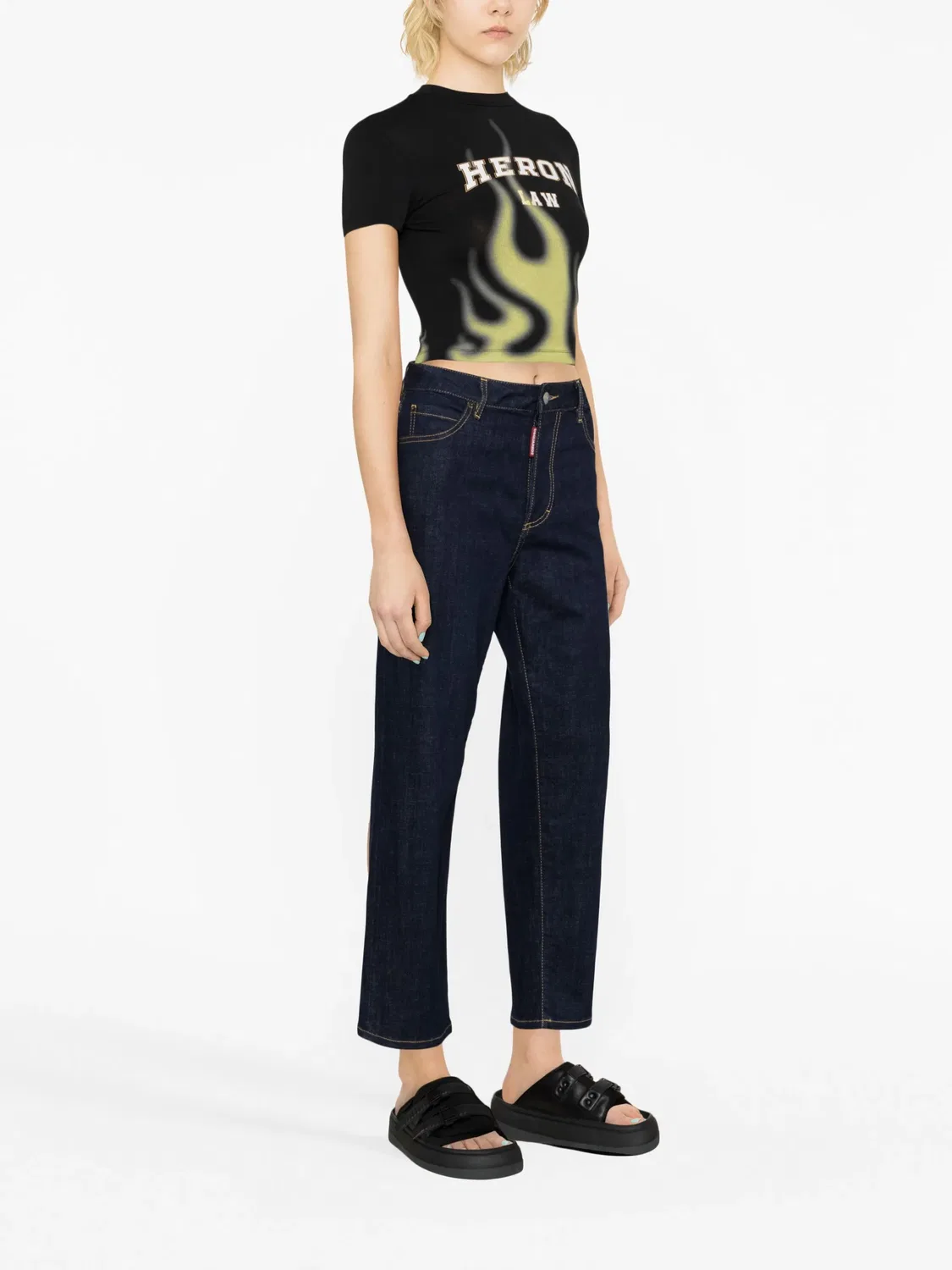 DSQUARED2 Джинсы прямого кроя с логотипной нашивкой, синие — фото 2