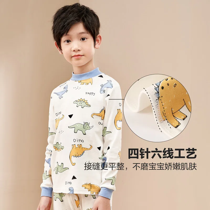 Детское комплект нижнего белья с принтом Red bean Red Bean Cartoon All-Purpose Print Comfortable Soft Lightweight Warm Set, Milk White — фото 4