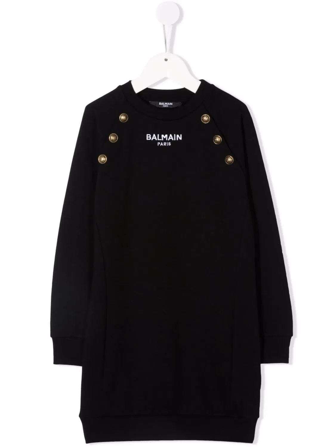 Вязаное платье с длинным рукавом Balmain, черный