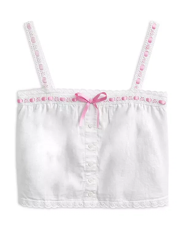 Детский топ для девочек без рукавов Zuri Top KatieJ NYC, White Pink