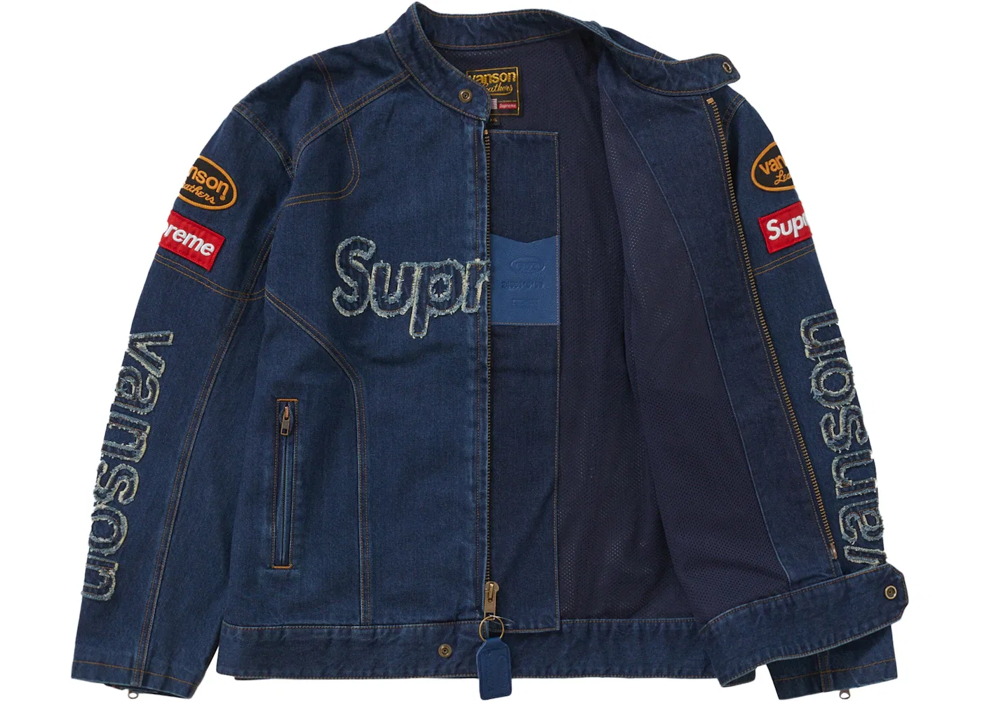 Мужская джинсовая куртка с принтом Supreme Vanson Leathers Cordura, Blue — фото 2