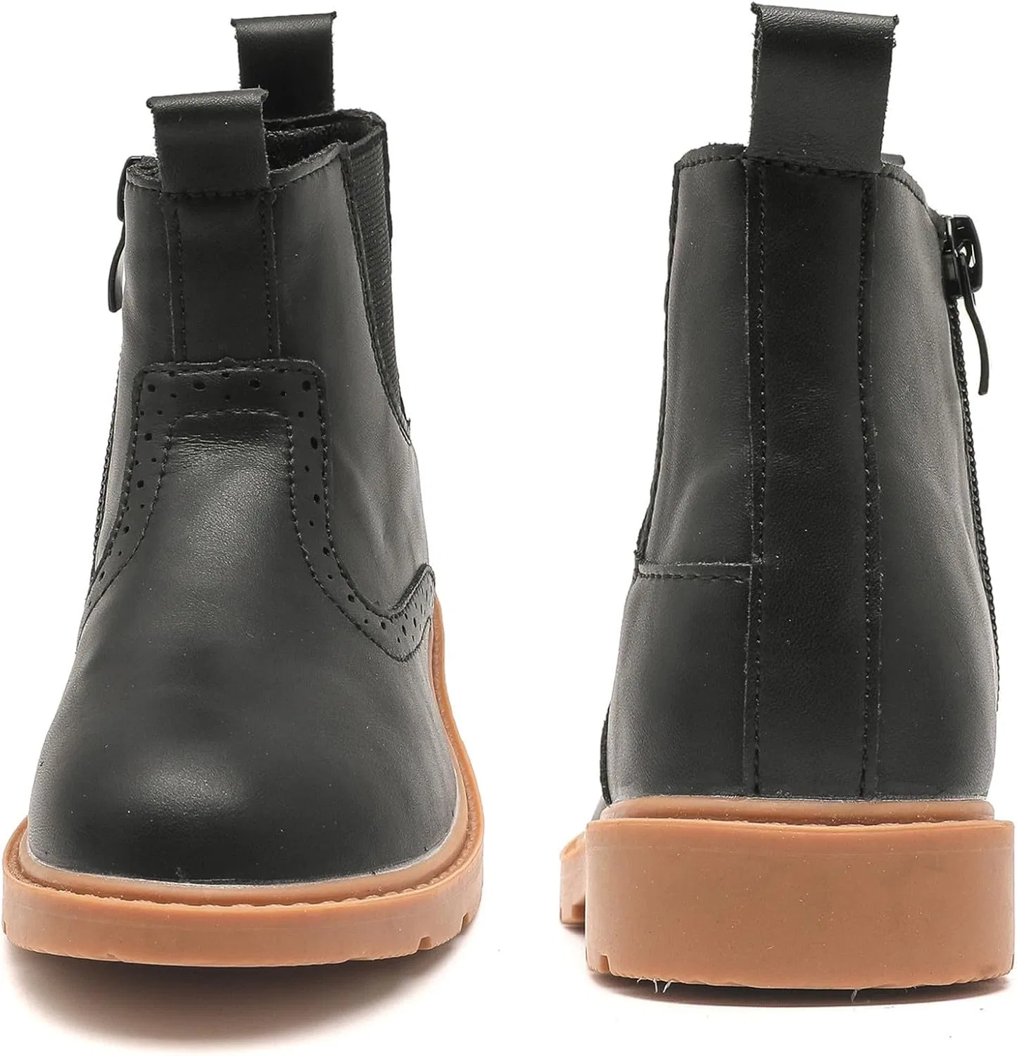 Детские ботинки челси водонепроницаемые с боковой молнией kkdom, Leather Black — фото 4