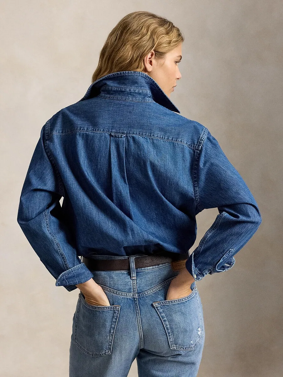 Блузка Polo Ralph Lauren из синей джинсовой ткани — фото 4