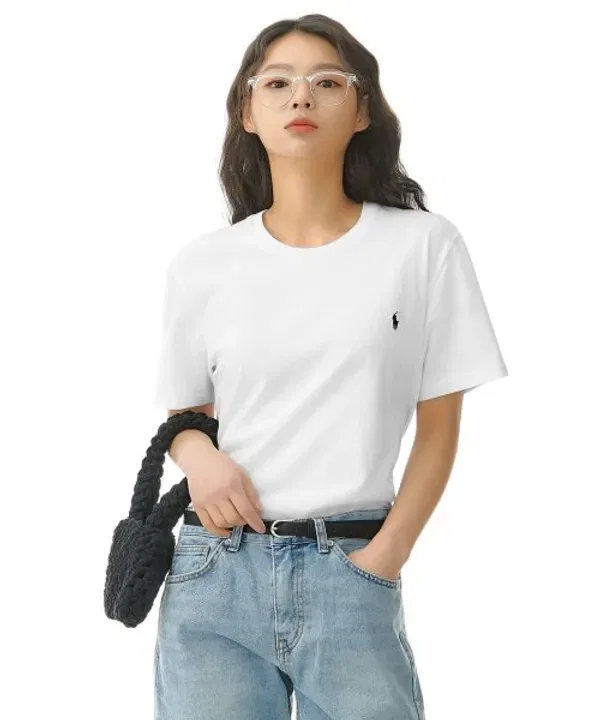 Футболка с круглым вырезом, хлопок, Polo Ralph Lauren, белый — фото 3