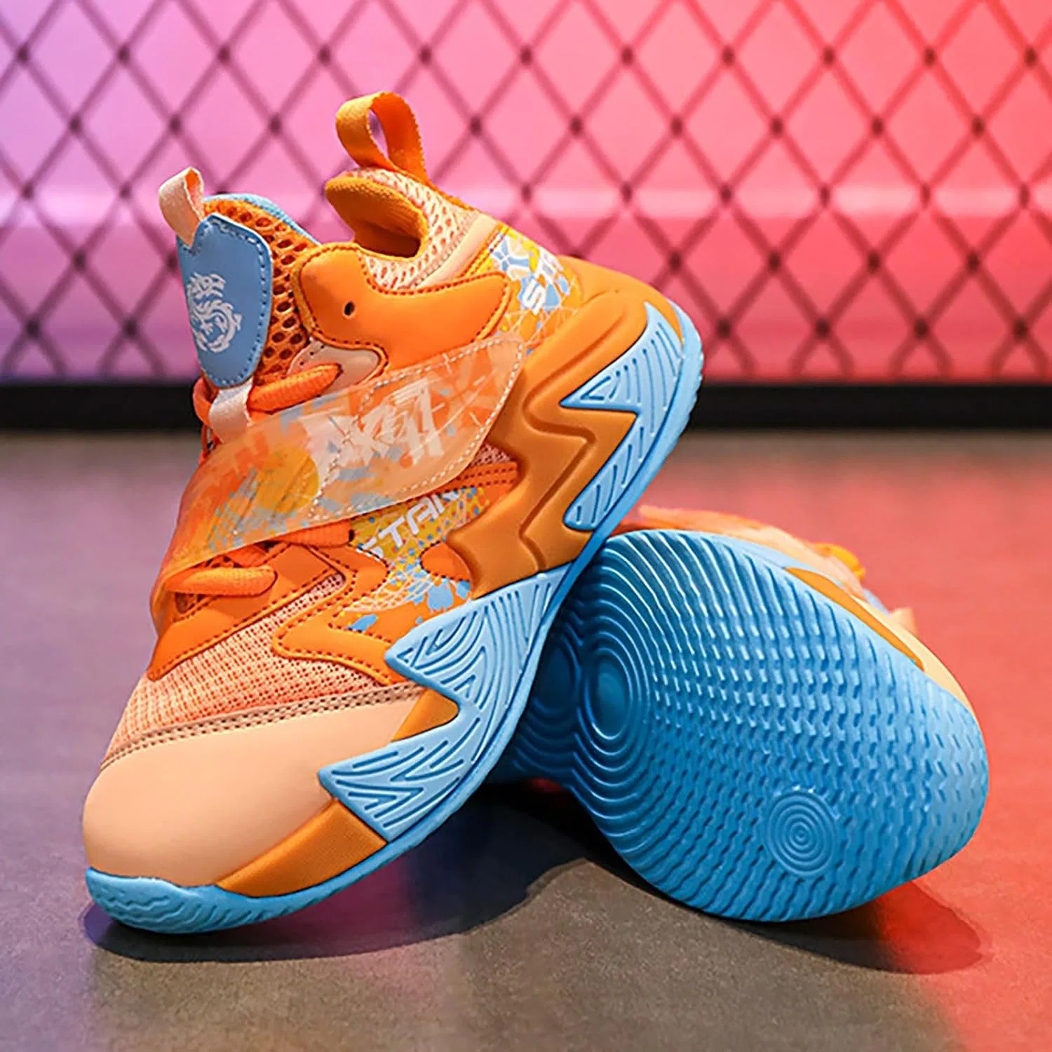 Детские кроссовки для мальчиков с липучками Athletic Sneakers, Orange — фото 2