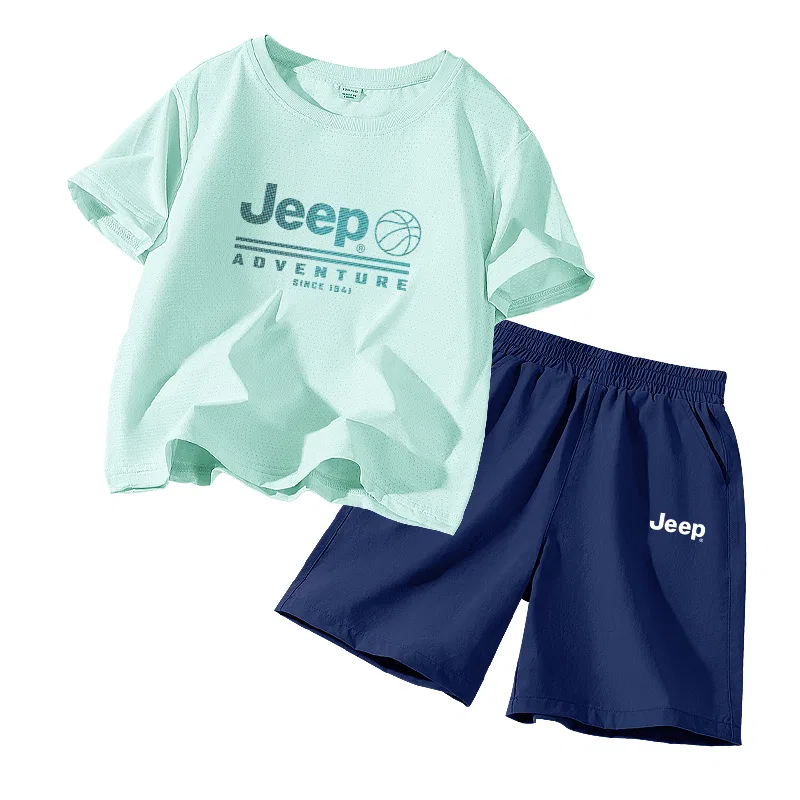 Детский спортивный комплект с принтом Jeep, Aqua Green/E Polka Dot Blue-Navy Blue/E White Logo K