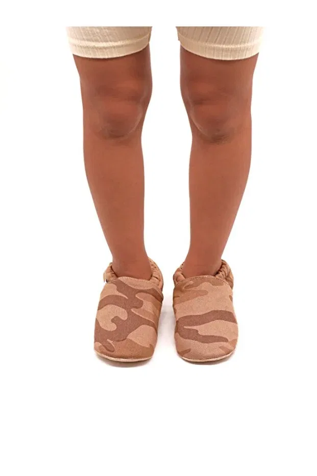 Детские пинетки для новорожденных хлопковые Military cotton non-slip first step baby booties Morgedan, Brown — фото 3