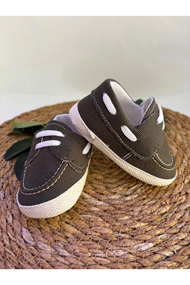 Детские пинетки для мальчиков с каблуком-сталь Bebiccino, Khaki — фото 2