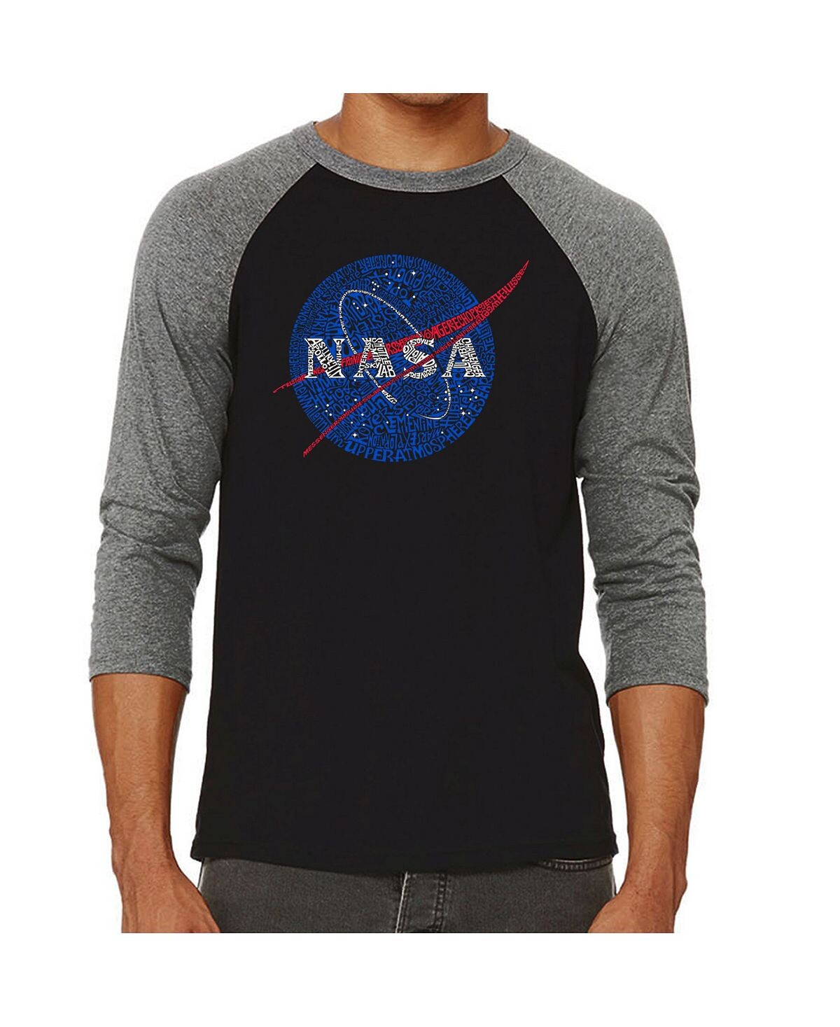 

Мужская футболка с надписью «word art» с регланами nasa LA Pop Art, серый