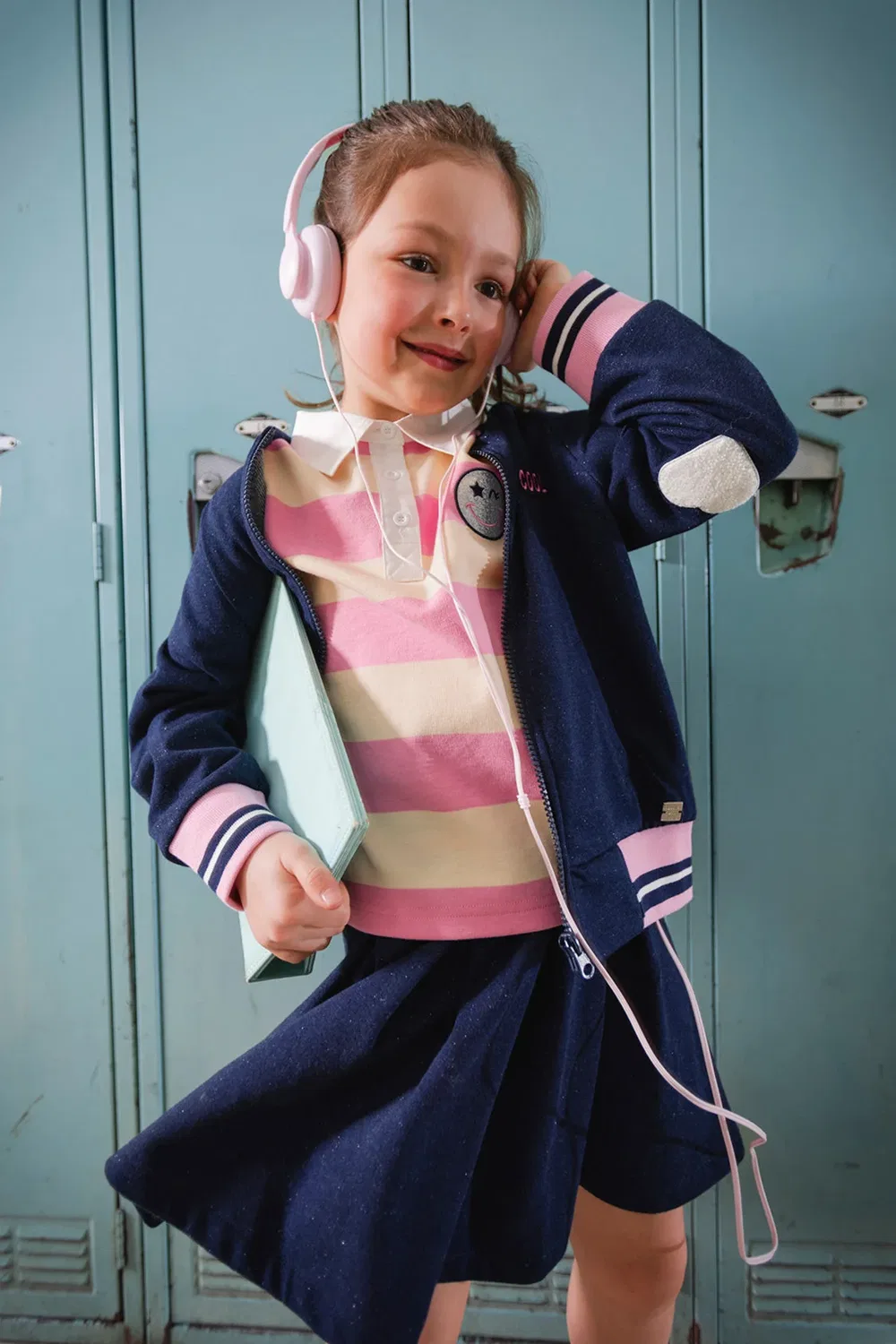 Детская юбка в складку с блеском Ivy Kids Deux par Deux, Navy Blue Denim — фото 3