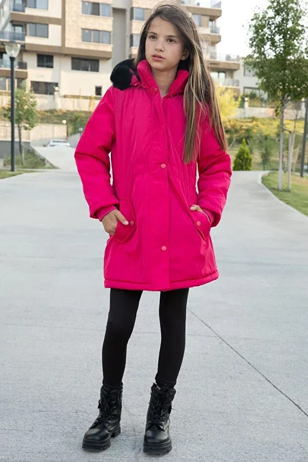Детское пальто для девочек с принтом Cansın Mini, Pink — фото 3