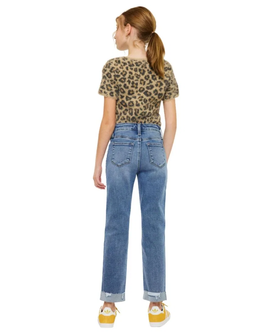 Джинсы прямого кроя с завышенной талией Kate High Rise Slim Straight KanCan, Medium Wash — фото 2