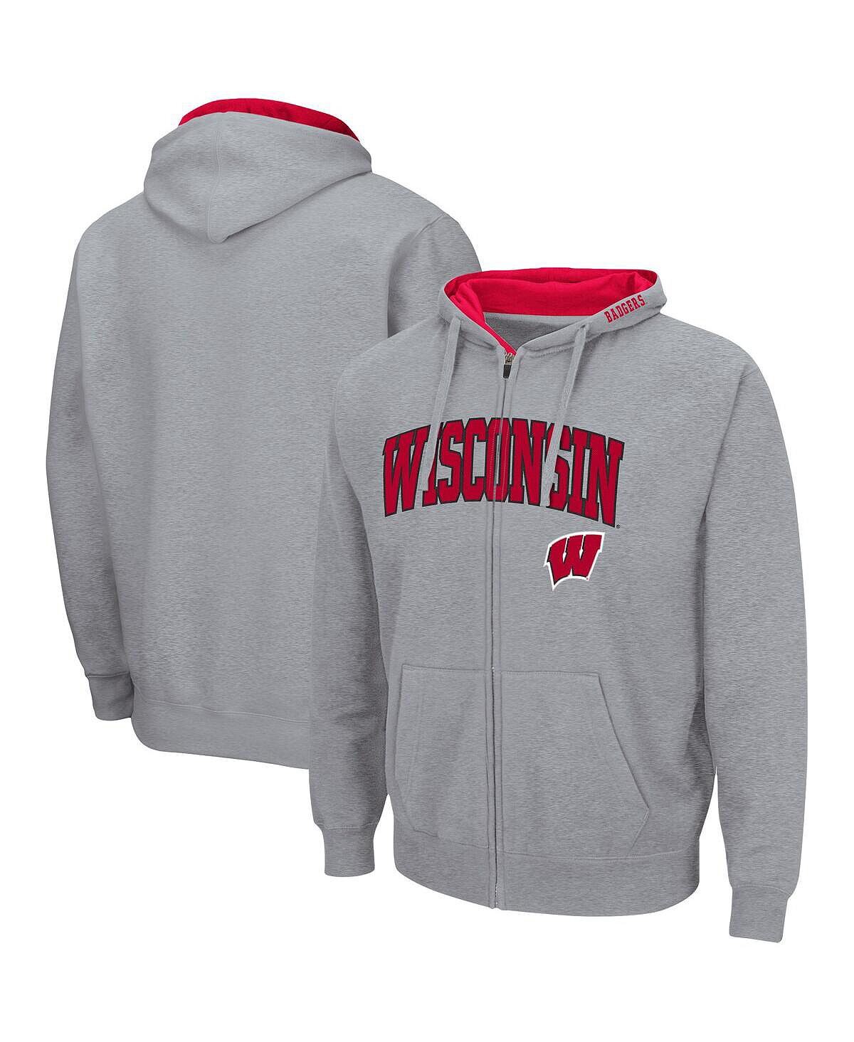 

Мужская толстовка с капюшоном wisconsin badgers arch и логотипом 3.0 на молнии во всю длину Colosseum, мульти