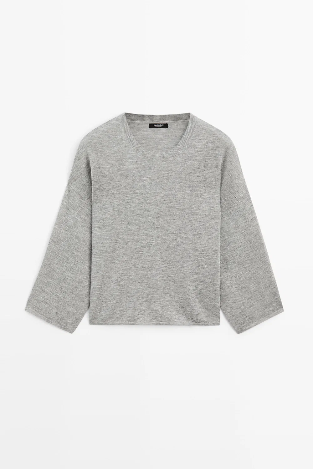 Свитер Massimo Dutti Round Neck Knit, серый меланж — фото 2