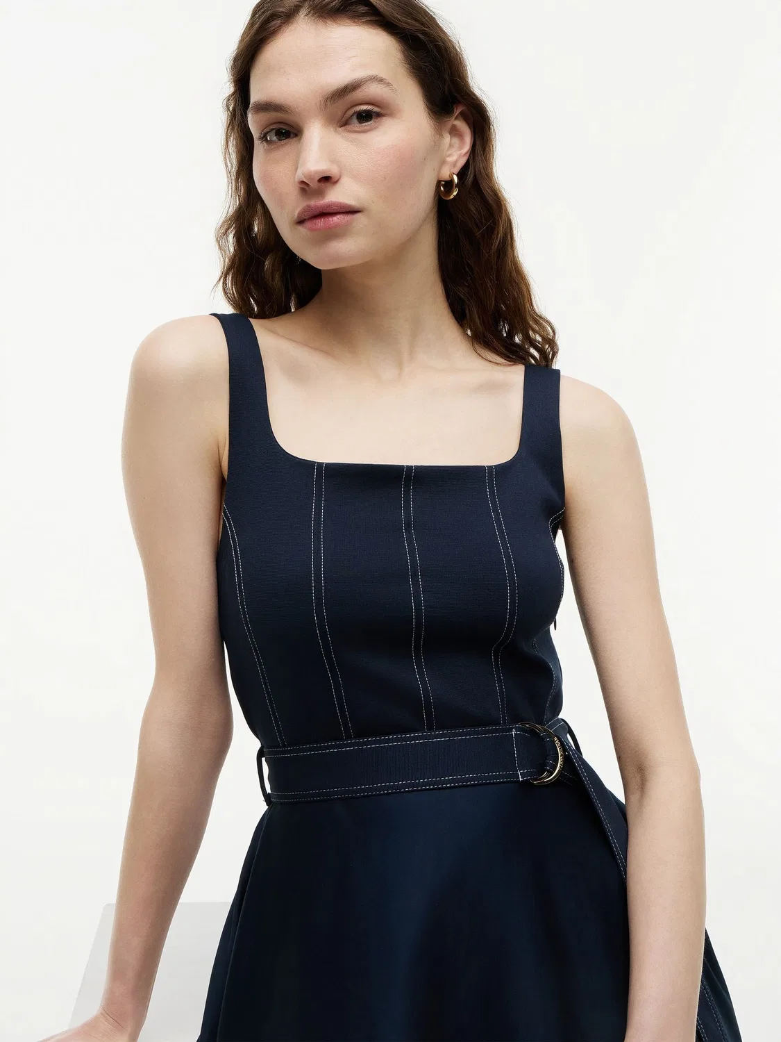 Платье миди с контрастной отстрочкой Tommy Hilfiger, синее — фото 3