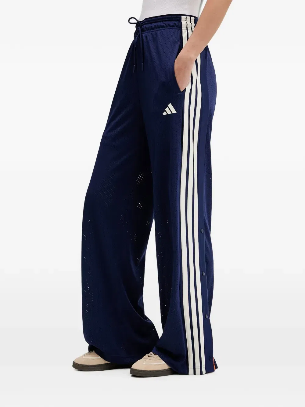 Спортивные брюки с сетчатыми боковыми полосками Adidas, синий — фото 3