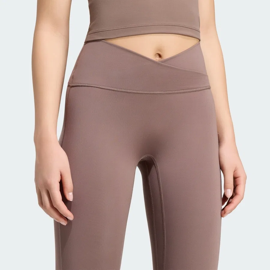 Леггинсы с завышенной талией 7/8 X-Over 3 Stripes Studio All Me Performance adidas, Коричневый — фото 4