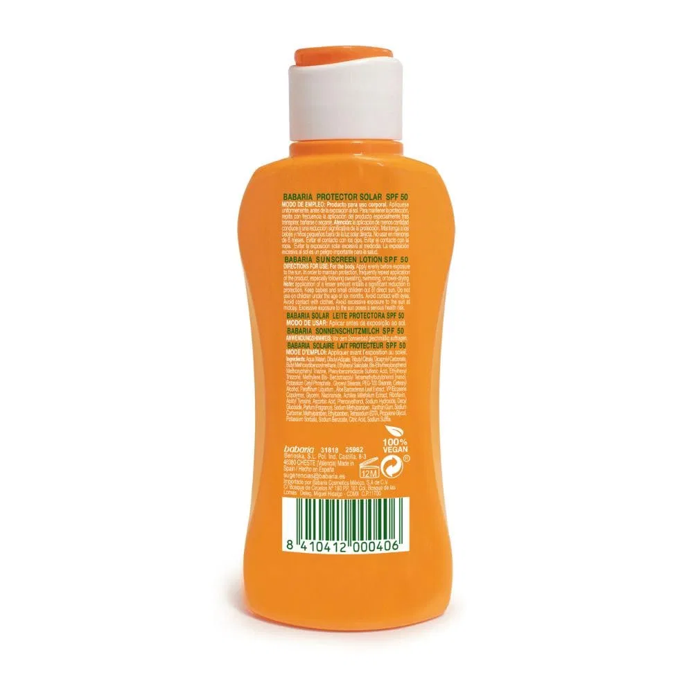 Солнцезащитное молочко SPF50+ Babaria с алоэ вера, 100 мл — фото 2