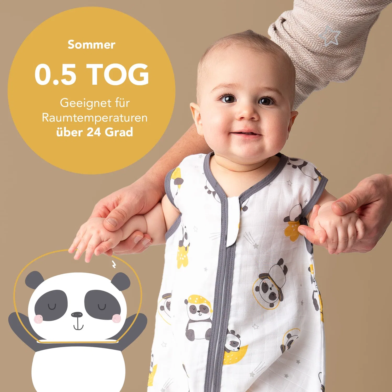 Спальный мешок для малышей из муслина 0.5 TOG Schlummersack, золотой — фото 3