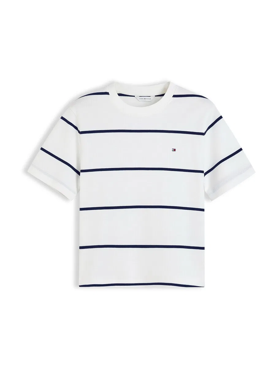 Футболка TOMMY HILFIGER BOXY INTERLOCK белого цвета