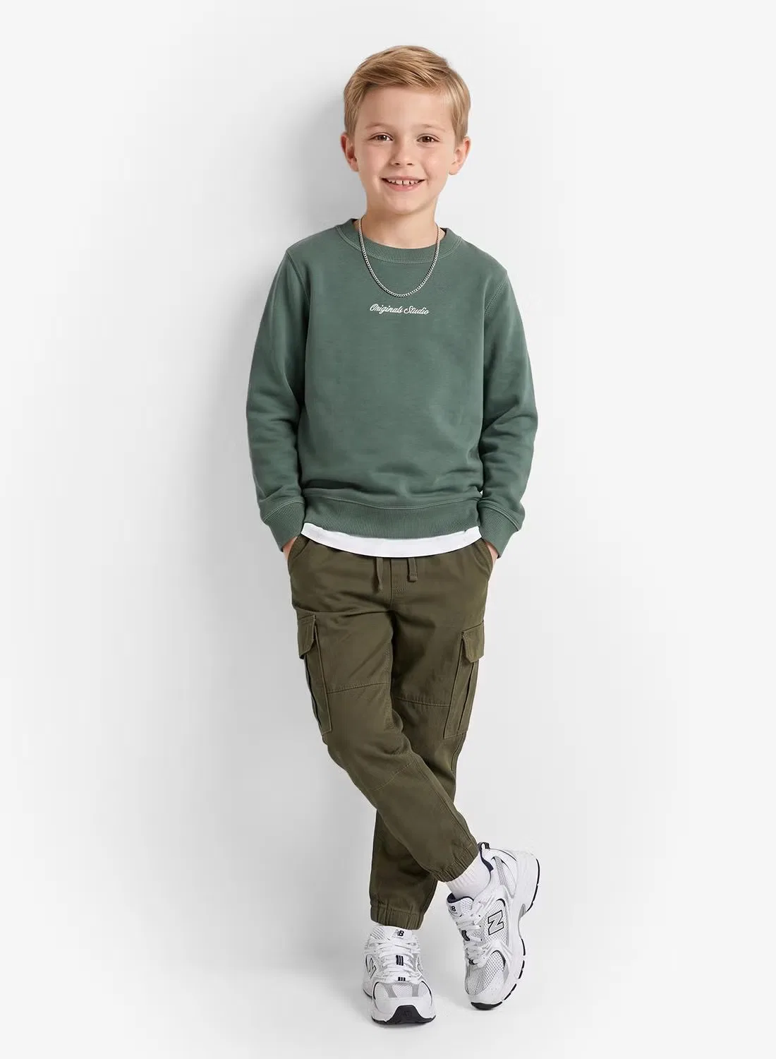 Свитшот с вышивкой Jack & Jones Junior, зеленый — фото 4