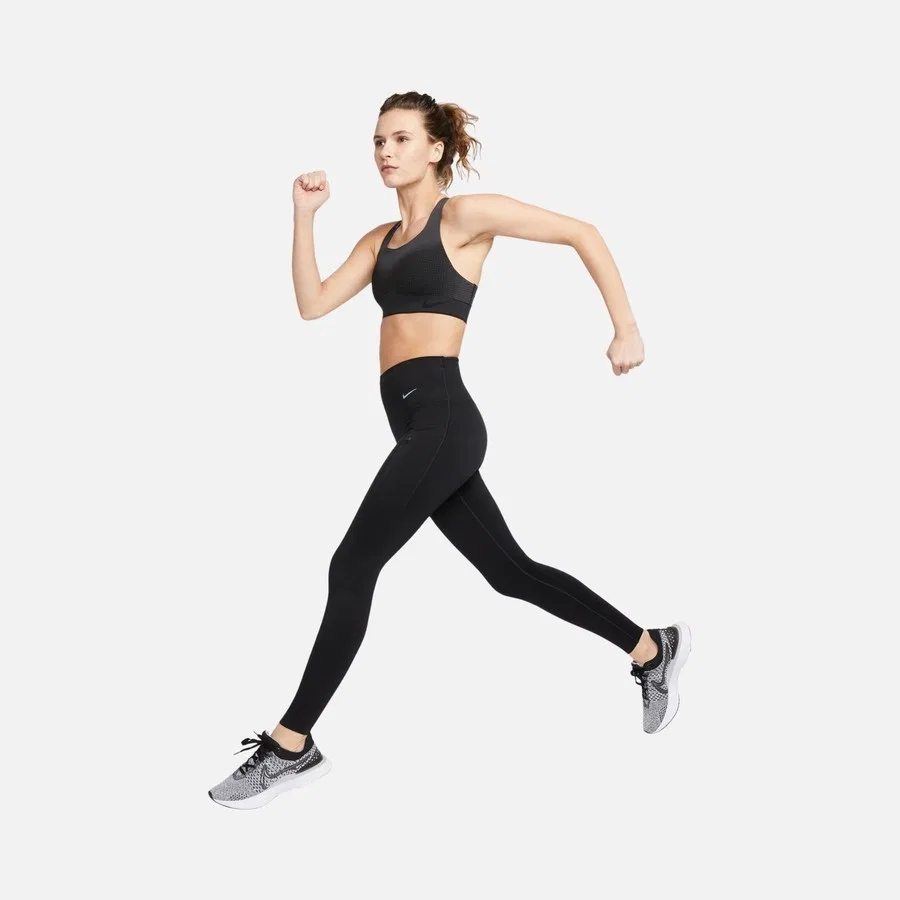 Спортивный бюстгальтер с высоким уровнем поддержки Swoosh Flyknit, без поролона, Nike, Черный — фото 2