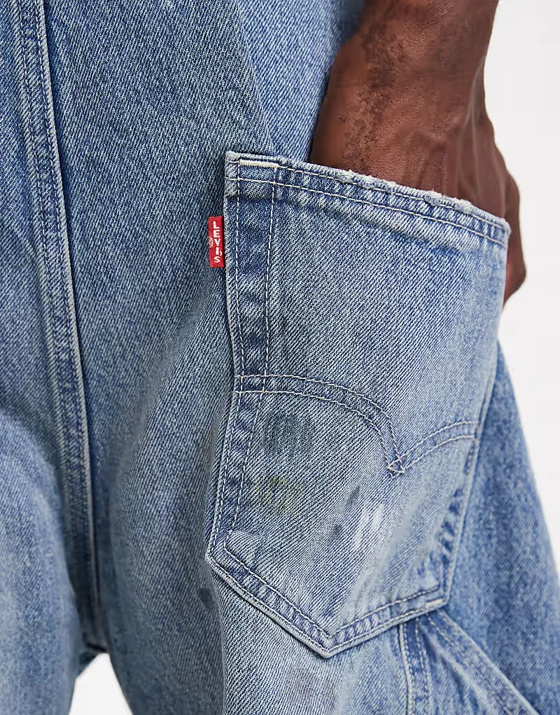 Джинсовый комбинезон Levi's Workwear свободного кроя в винтажном стиле, светло-голубой — фото 3