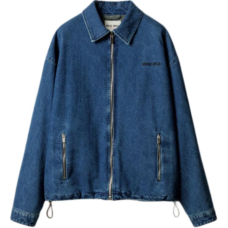 

MIU MIU Джинсовая куртка с вышитым логотипом, Marine Blue