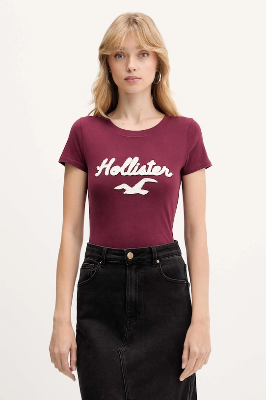 

Хлопковая футболка Hollister Co., бордовый