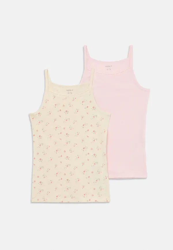 Майка на бретелях с цветочным принтом Nkfstrap flower 2 pack, Name It, turtledove/pale lilac, сиреневый