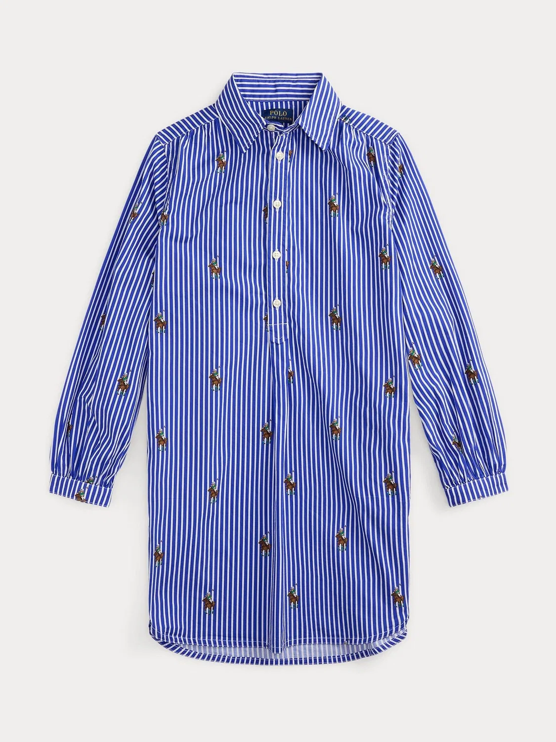 Платье-рубашка в полоску с пони Polo Ralph Lauren, синее