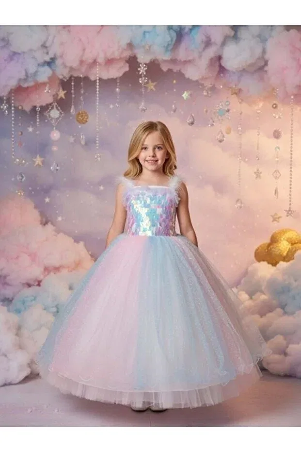 Детское платье для девочек с пайетками Zekids, Multicolor