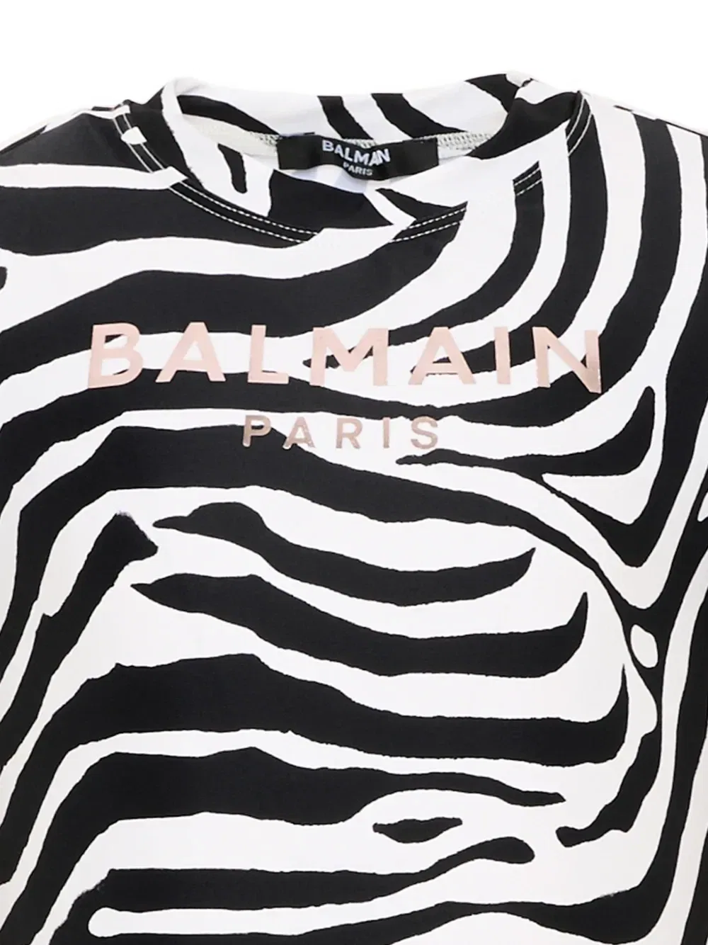 Футболка с логотипом в зебровом принте Balmain Kids, белый — фото 3