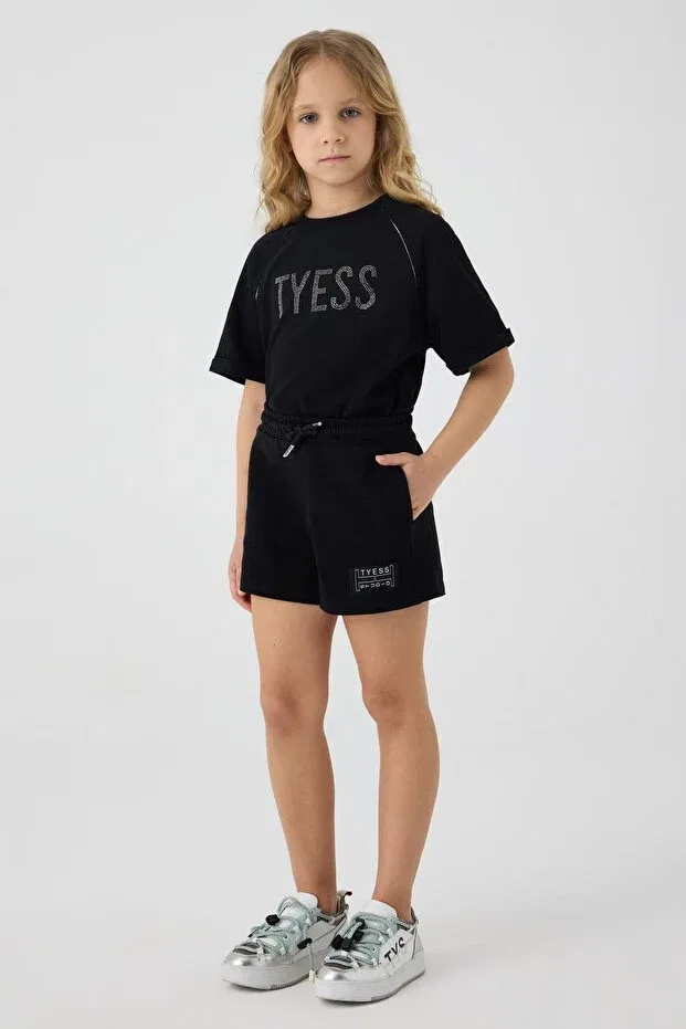 Детские шорты для девочек хлопковые Tyess, Black — фото 2