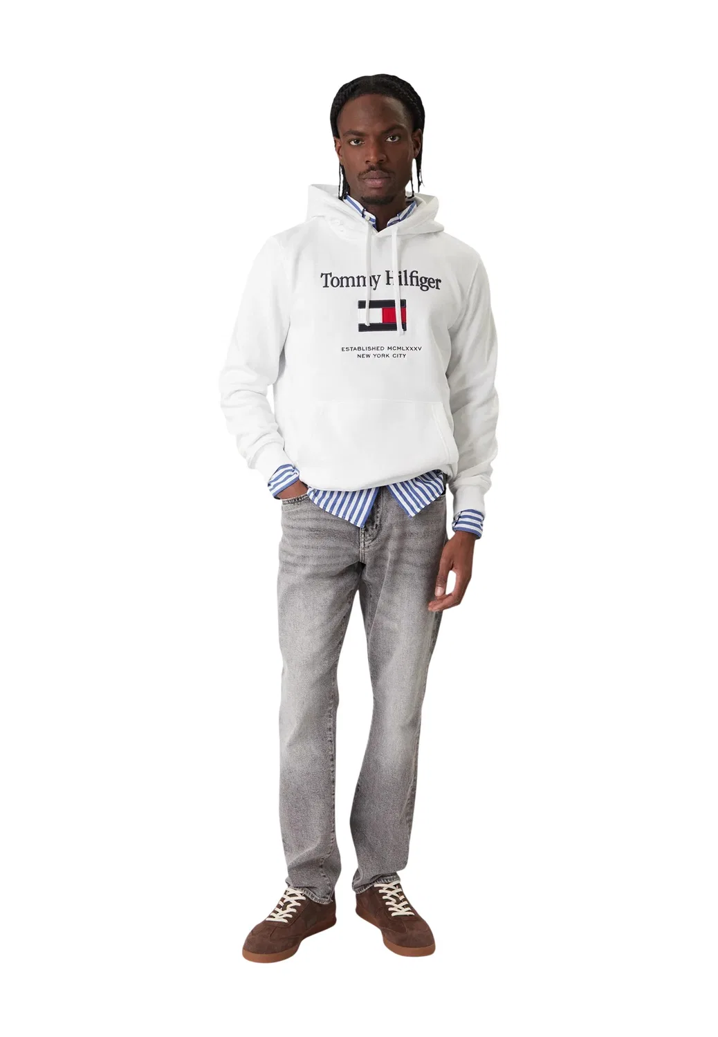 Мужской свитшот с классическим воротником Tommy Hilfiger, White — фото 2