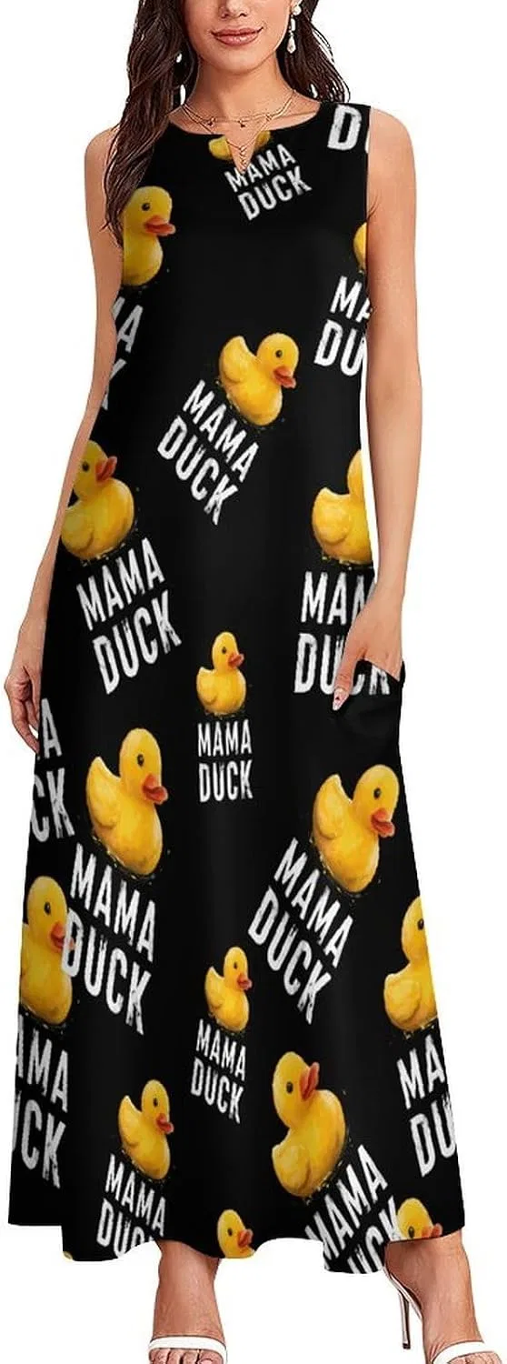 Женское повседневное платье макси с разрезом Mama Duck, Style-42 — фото 3