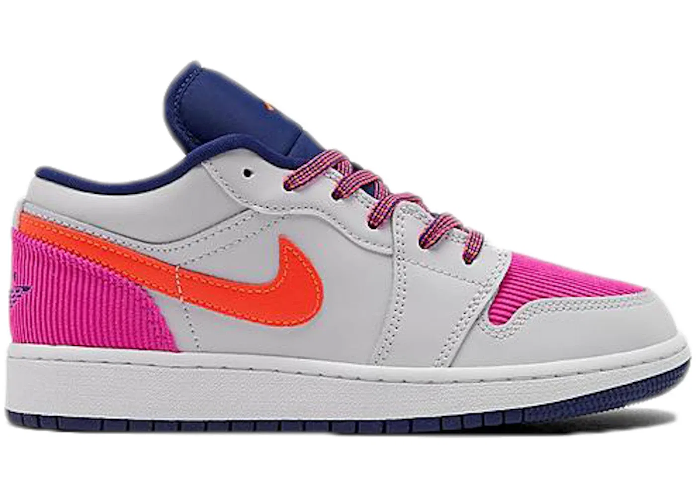 Детские кроссовки с замшей и кантом White/Navy/Pink/Orange Jordan Jordan 1 Low, White Navy Pink Orange