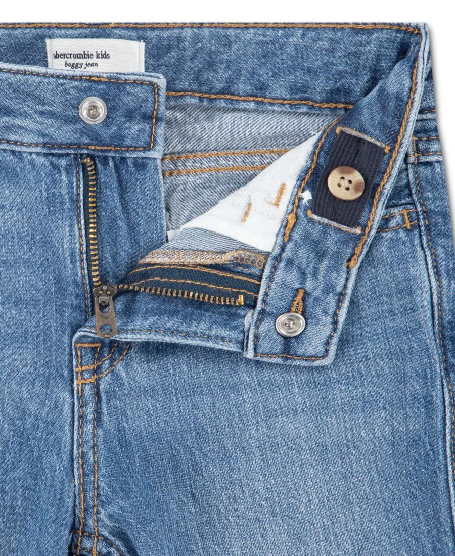 Джинсы свободного кроя с бантами по бокам abercrombie kids, Finesse Blue — фото 3