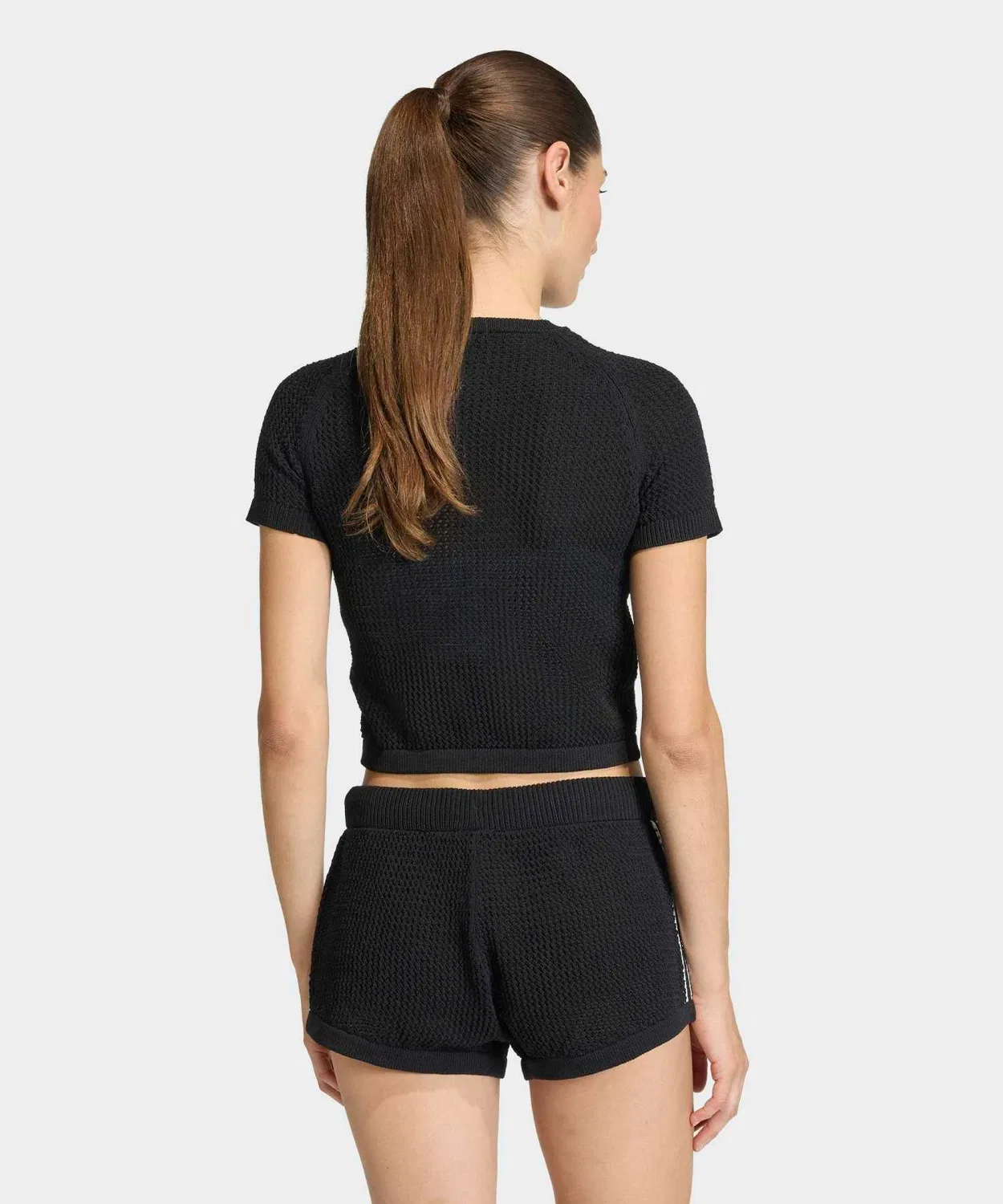 Женская футболка с вязаным узором KNITTED CROCHET CALI Adidas, Black — фото 2