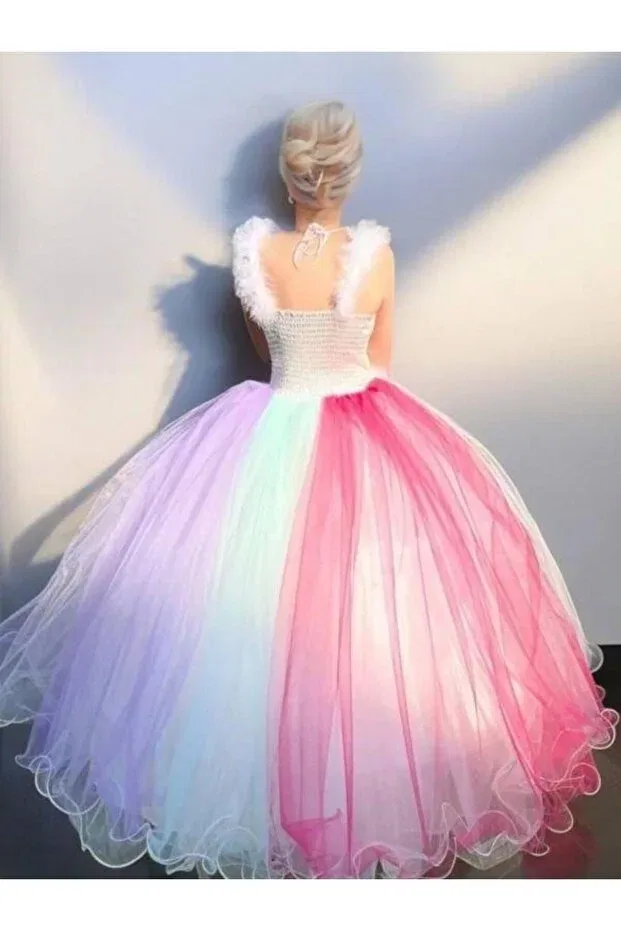 Детское платье для девочек с принтом Unicorn Skirts Rainbow Tarlantan Evening Dress Okay, Colored — фото 2