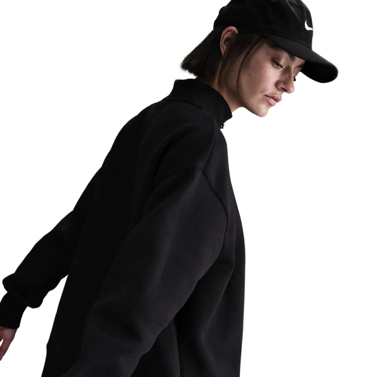 Женское оверсайз худи с молнией на четверть Phoenix Fleece Nike, цвет Black/Sail — фото 3