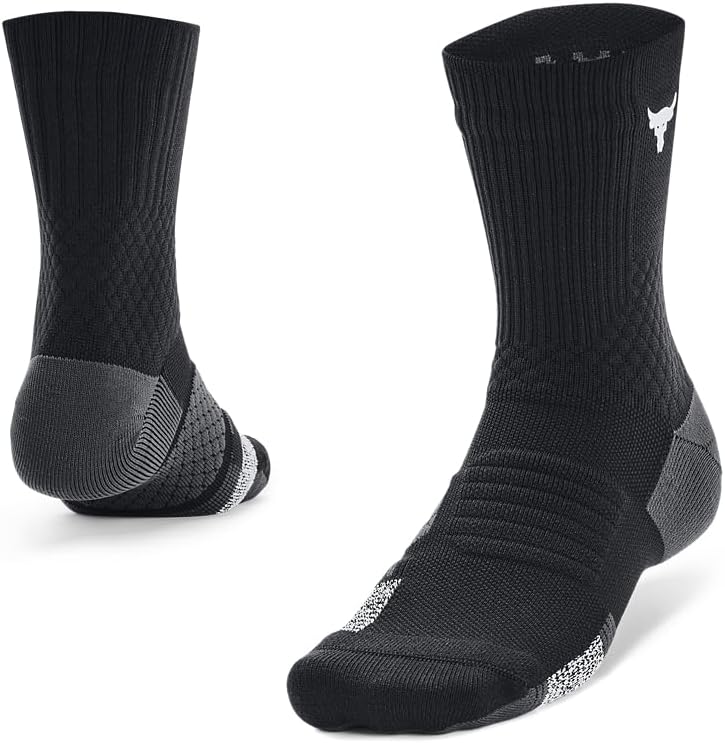 

Носки Under Armour Unisex Adult Project Rock Armourdry Playmaker 1 Pack Mid, (001) Black/Jet Gray/White