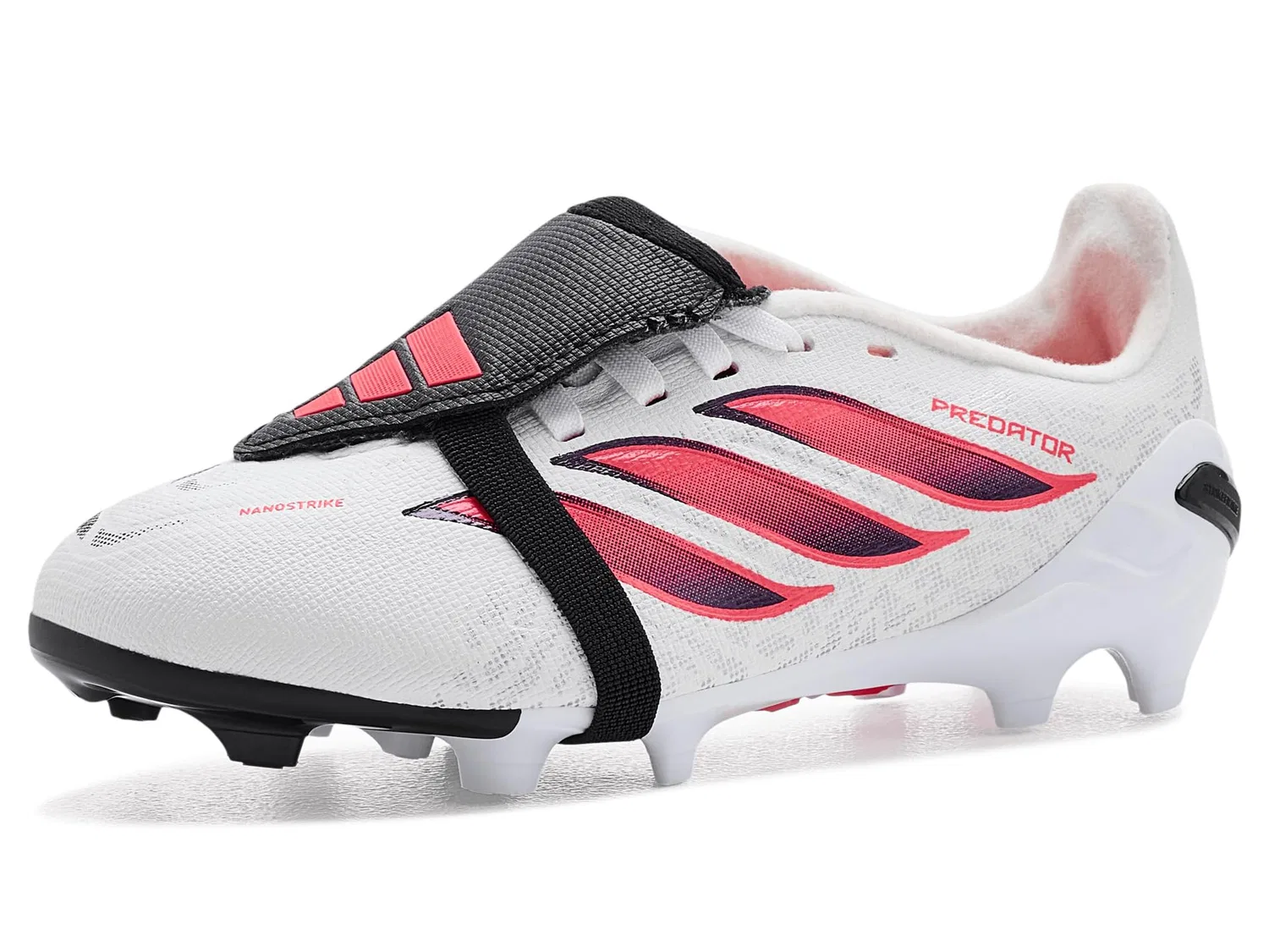 Бутсы Predator League Fold-Over Tongue Firm Ground Foot (для маленьких и больших детей) Adidas Kids, White/Solar Turbo/Black — фото 2