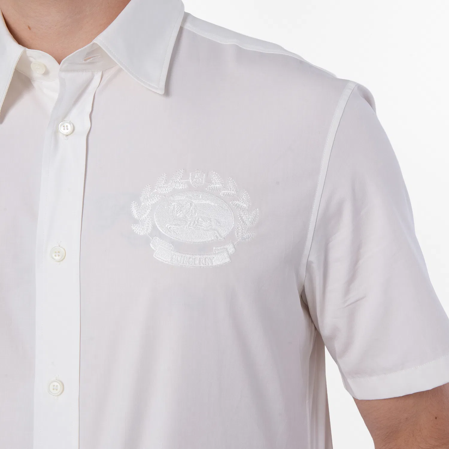 Рубашка с коротким рукавом EKD Short-Sleeved Cotton Shirt Burberry, Salt — фото 2
