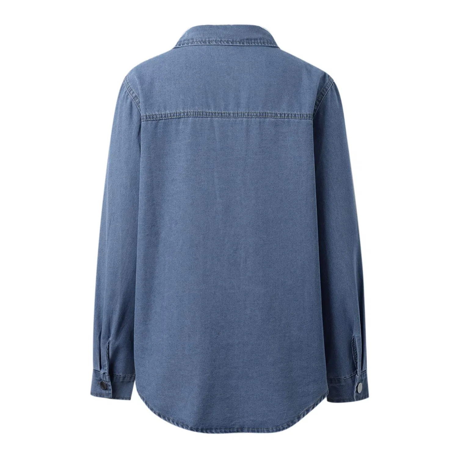 Женское джинсовое пальто-жакет оверсайз с шалью Vintage Denim, Blu — фото 4