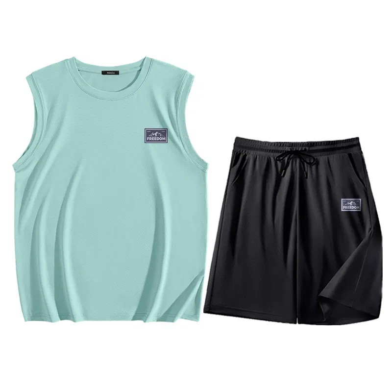 Детский спортивный комплект с логотипом MINISO, Aqua Green Black