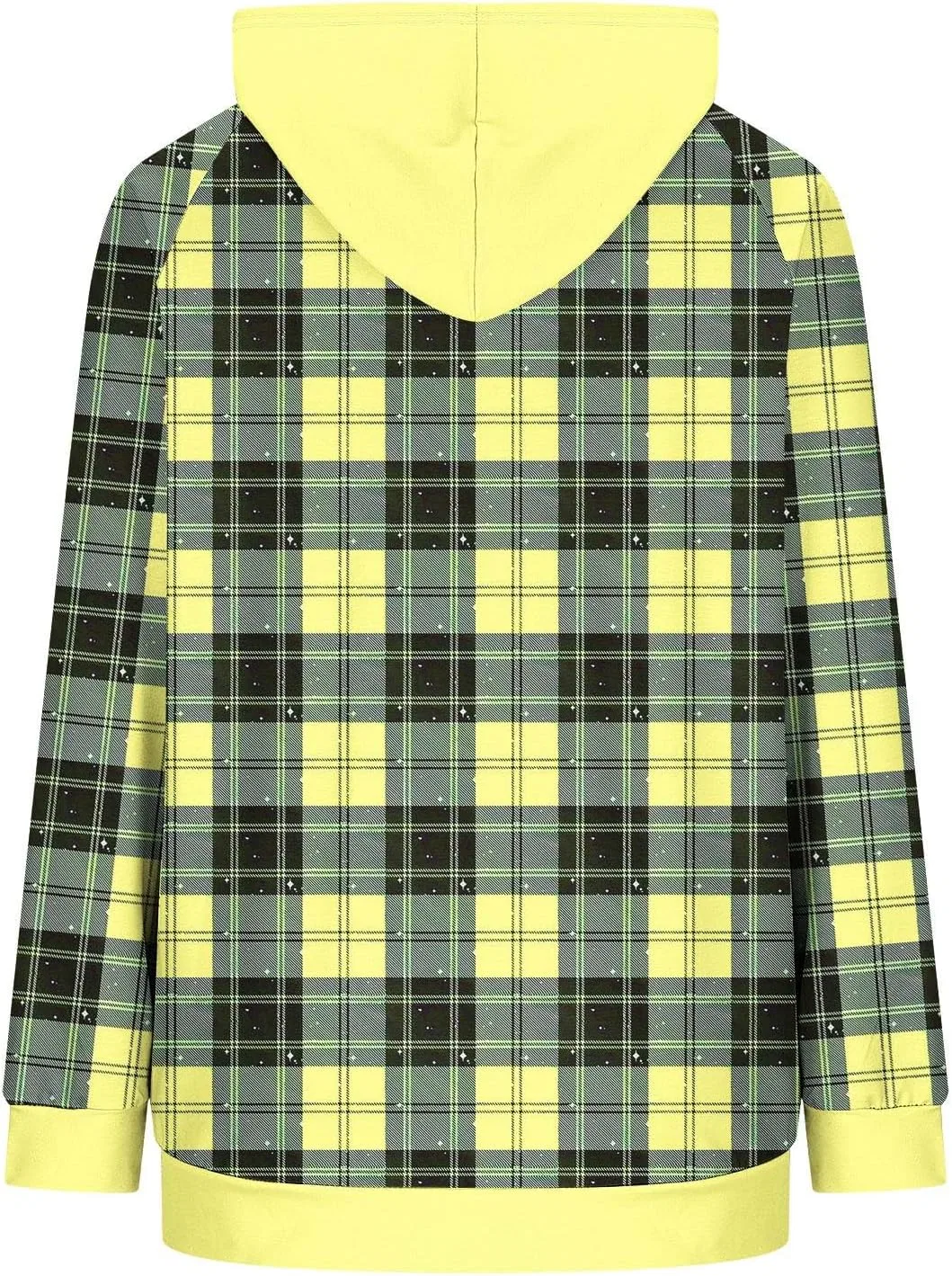 Женское худи с принтом, модель Plaid Print Drawstring, жёлтый — фото 4